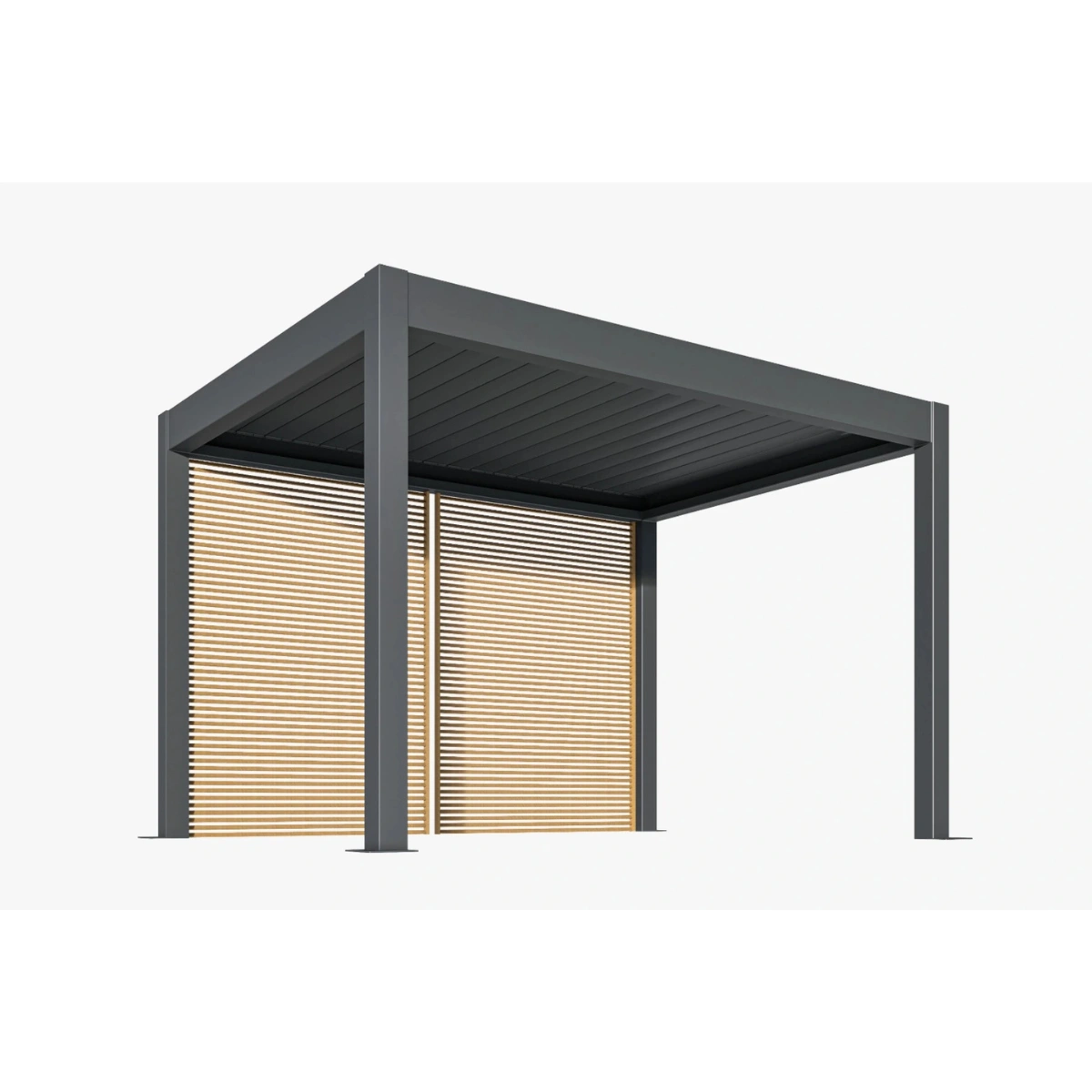 3D Modell einer Pergola mit fester Wand.